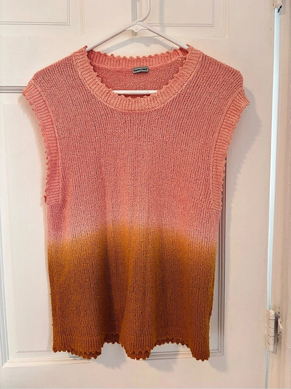 Rachel Comey Santee Top Color Block Knit Sweater Vest in Pink & Brown
